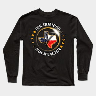 Solar Eclipse 2024 Total Solar Eclipse State Texas Long Sleeve T-Shirt